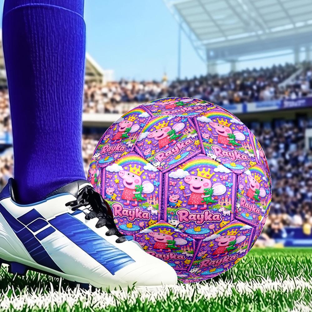 Princess Peppa Size 5 Soccer Ball, Suitable for Training and Matches, High-Elasticity, Wear-Resistant Material Gift for Fan