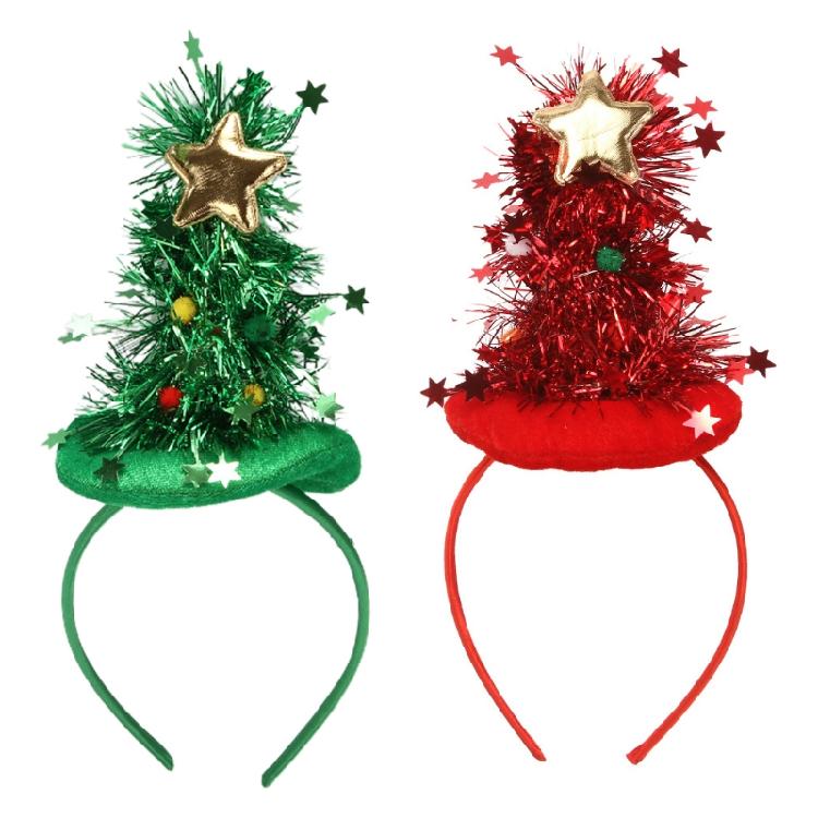 Christmas Hair Bands Glitter Santa Hat Headband Glowing Holiday Party Favor