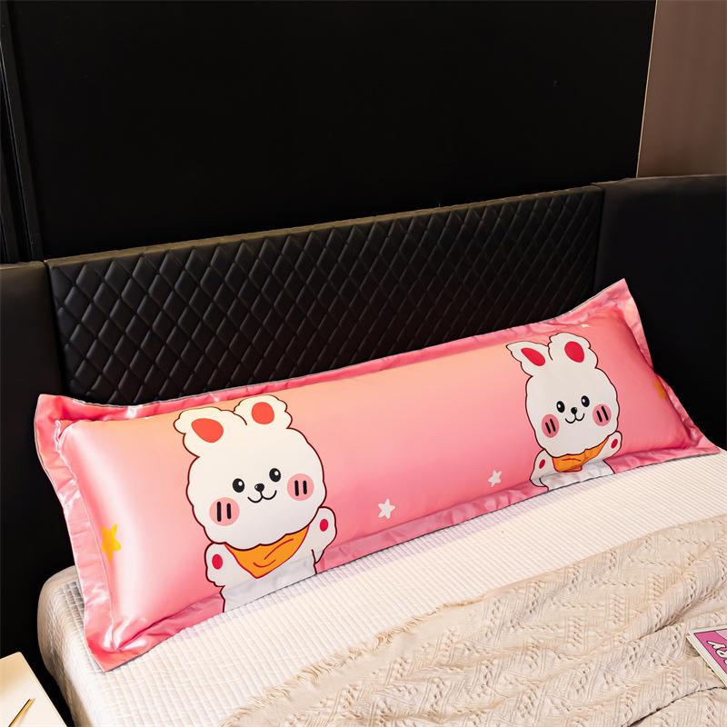 120/150/180cm Long Summer Cool Feeling Couple Pillowcase Long Double Lovers Pillow Case Ice Silk Satin Fabric Pillow Cover