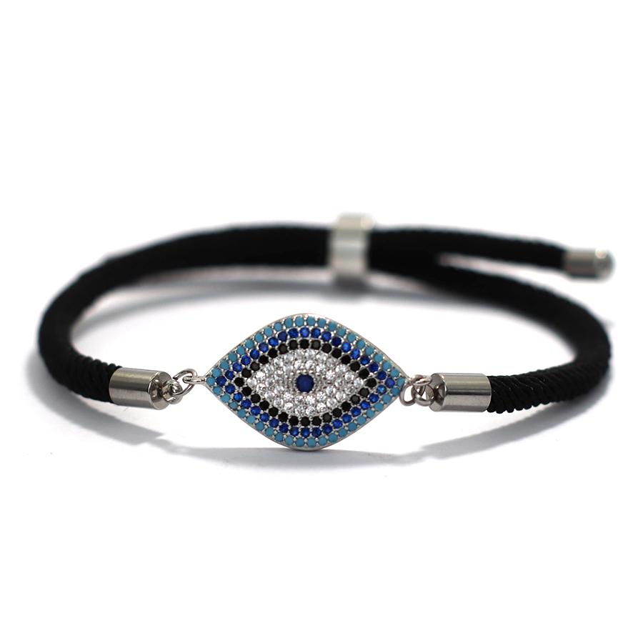 Blue Luxury Crystal Devil's Eye Milan Rope Adjustable Bracelet Men Women Hand Rope Couple Friendship Braslet Casual Jewelry