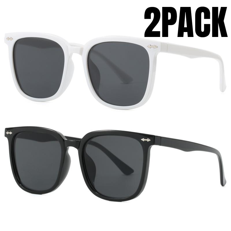 2PACK Fashion Travel Sunglasses Women Simple Sunshade Luxury Minimalist Design Square Frame Retro Men Eyeglasses Glasses Unisex