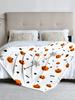 1 piece Halloween-themed flannel blanket with pumpkins and spiders, perfect for sofa, bed, or office. Ideal gift for family, fri