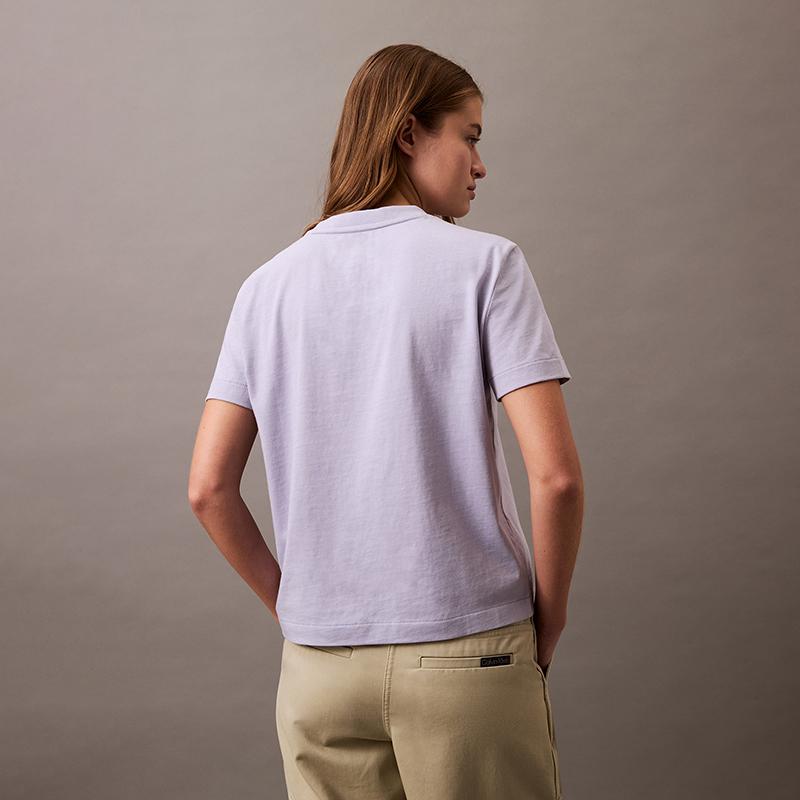 Calvin Klein Classic Letter Solid Color Cotton Short Sleeve T-Shirt Women Tops Purple 47B851G-VVH