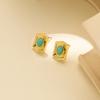 Plated Gold Classy Earrings Fashionable Natural Stone Geometric Studs Women For