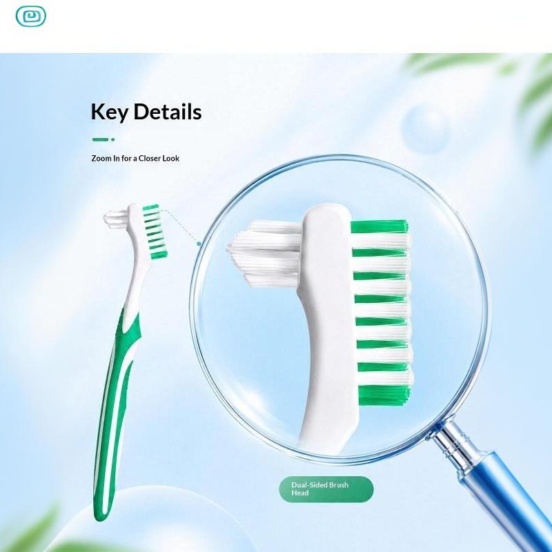 1Pc Double Sided Denture Toothbrush Cleaning Brush Invisible Braces Retainer Cleaner Descaling Brush