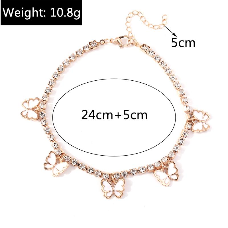 Cute Butterfly Pendant Anklet for Women Girls Rhinestones Chain Ankle Bracelet Foot Jewelry Gift
