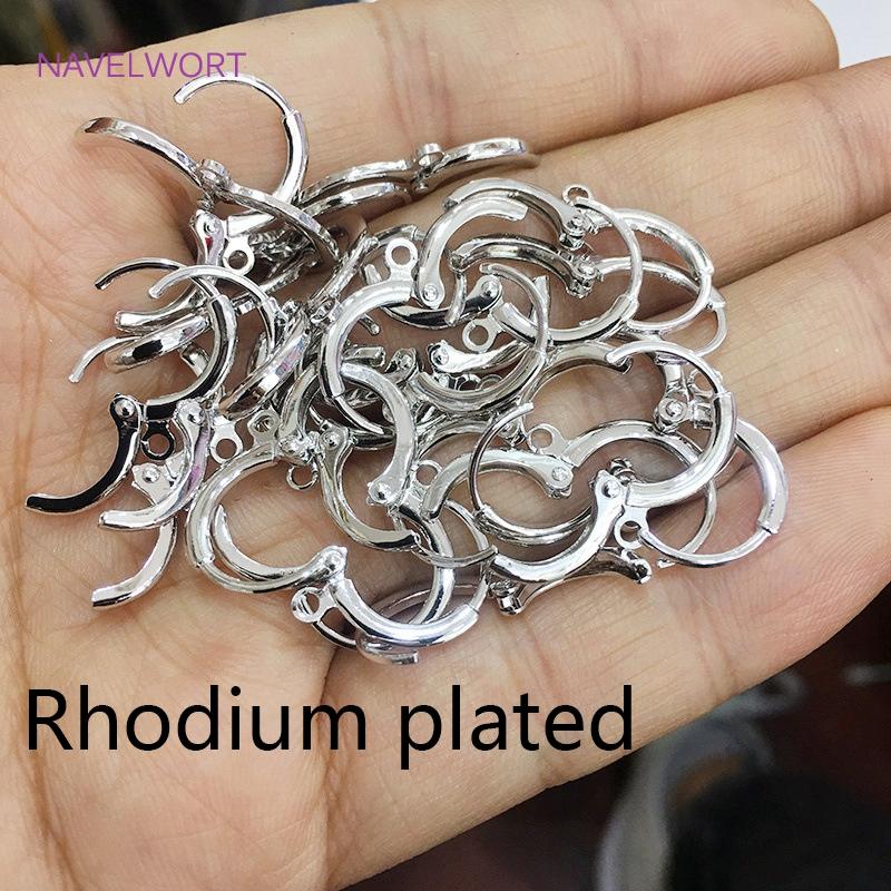 Brass Metal French Hoop Earring Clasps Fittings 14K Gold Plated Ear Setting Base Finding Women Fashion Jewellery Making Supplies