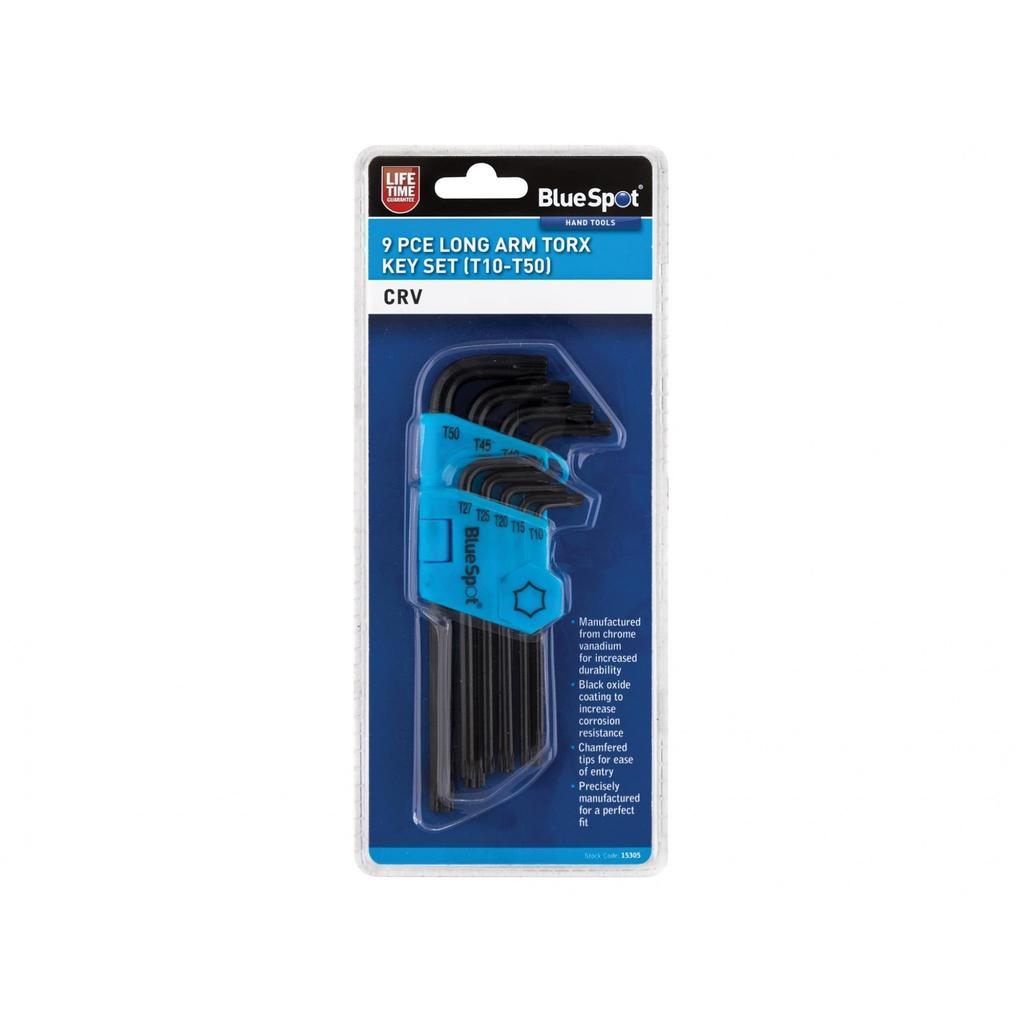 Bluespot Tools Long Arm Torx Key Set Of 9 (tx10-tx50)