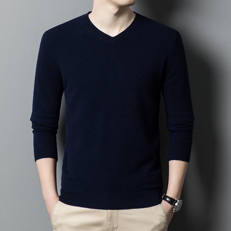 

Men s V-Neck Argyle Wool Sweater - Machine Washable, Thickened for Warmth, Long Sleeve, Autumn/Winter Collection XXL