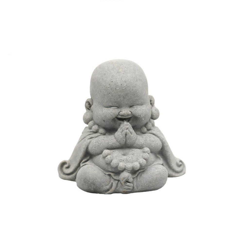 

Зеленый Песчаник Толстый Улыбающийся Будда Орнамент Китайский Стиль Скульптура Будды Мини Лысый Монах Настольный Style B