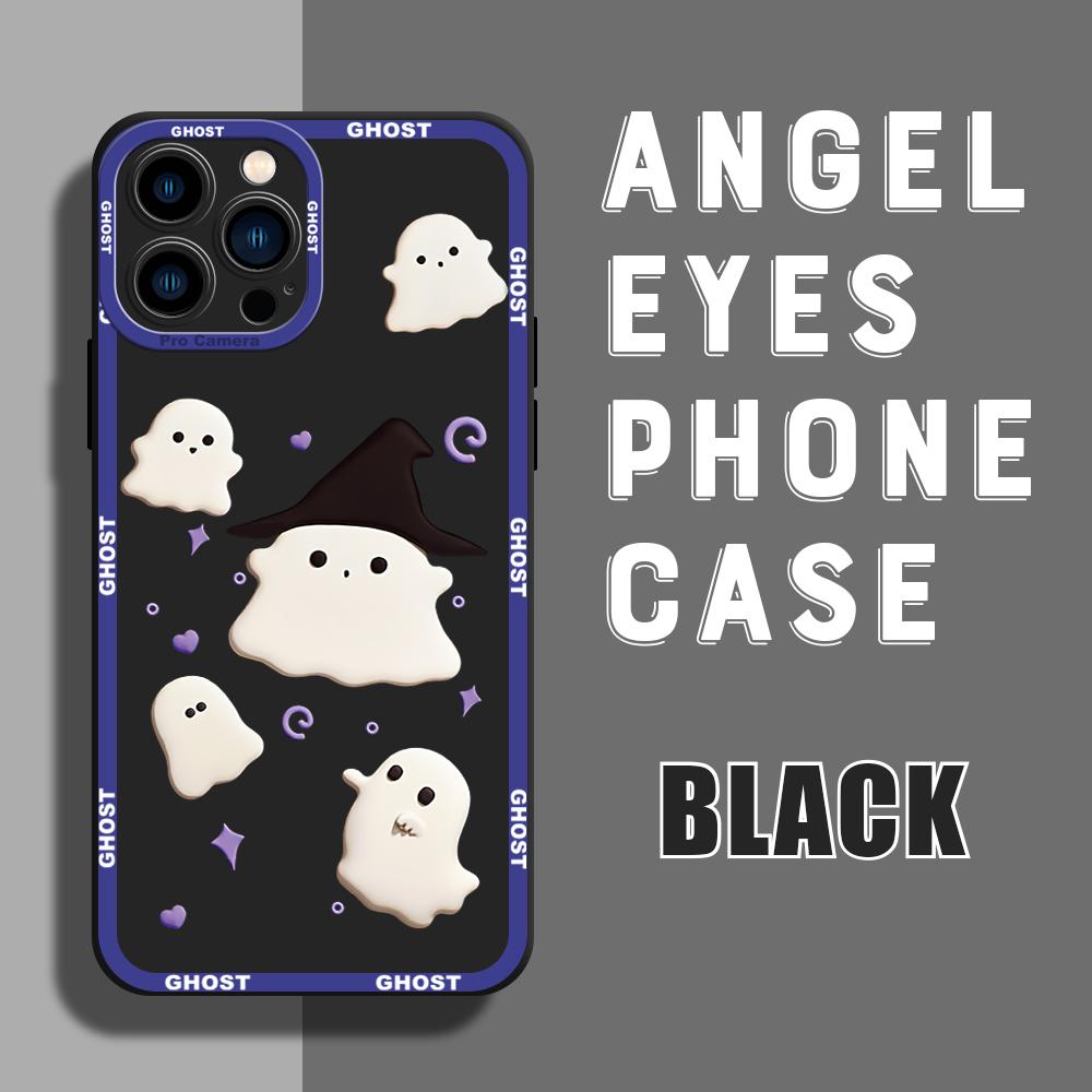 For iPhone 16 15 14 Pro Max Redmi Note 13 12 Pro Samsung S25 S24 Ultra A13 A14 A15 A16 Funny Ghost Design Soft Full Lens Camera Protect Case