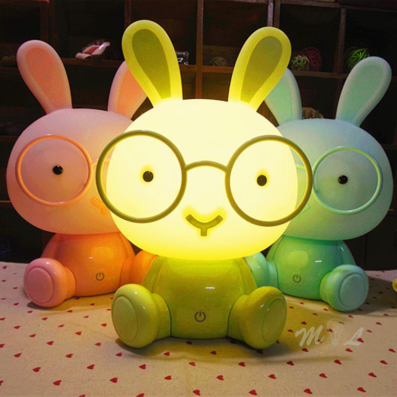 Cute Cartoon Animal Led Night Light for Baby Children's Room Night Lamp Christmas Gift Beside Deco Rabbit Lamp USB Night Lights