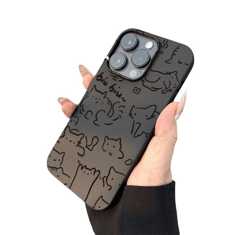 Skin Lines Cat for Apple Mobile Phone Case 16/15/14plus New Soft Case for IPhone16promax
