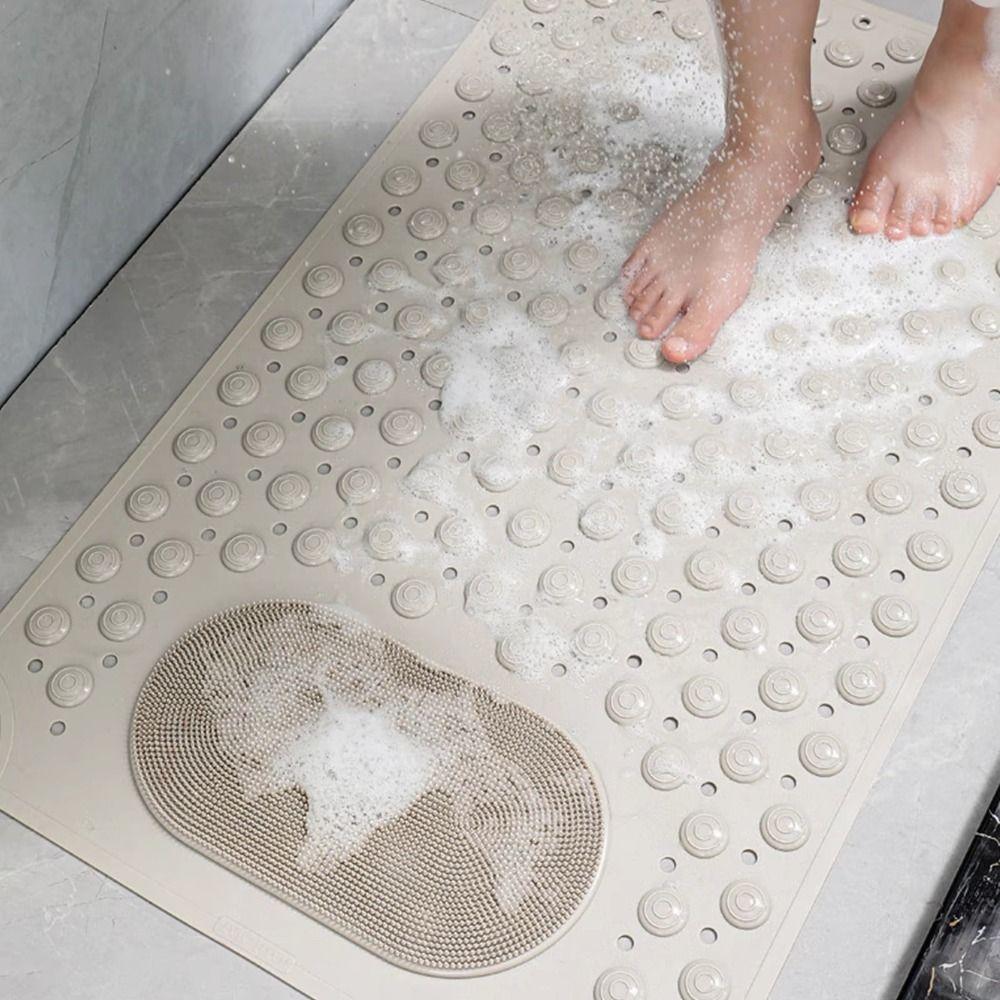 Rectangular Non-Slip Floor Mat Draining Hole Shower Foot Scrubber Foot Massage Pad  Bathtub
