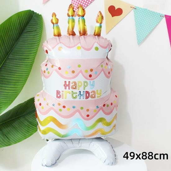 Colorful Large Birthday Cake Foil Balloon for Kids' Party Decoration and Photo Props