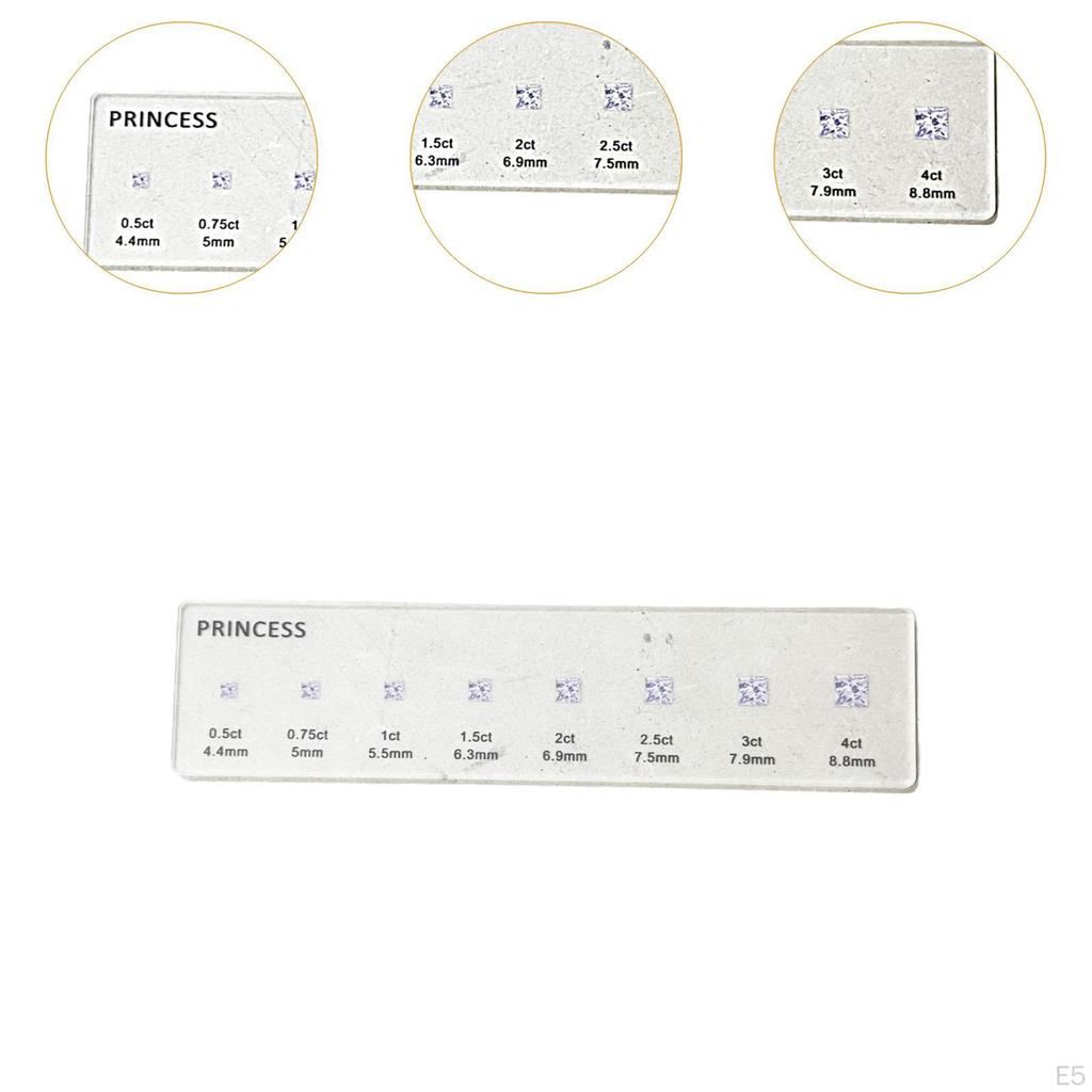 Diamond Sizer Shape Guide Lightweight Practical Ruler Size and Weight Compare Tool for Earring Shoes