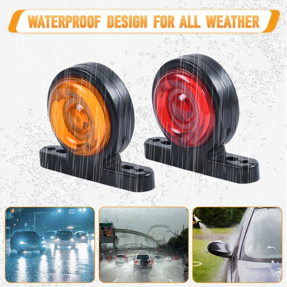 12V-24V Double Face Trailer Truck LED Side Marker Light Trailer Marker Lamp Turn Signal Light Compatible with Freightliner Cascadia/M2 106 Compatible
