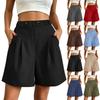 Women's Casual Loose Fit High Waist Shorts with Pockets Elastic Waistband Wide Leg Summer Bottoms