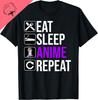 Anime Lover Funny Eat Sleep Anime Repeat Tshirt Short Sleeve Tee Personalized Clothing Graphic Tee Camiseta
