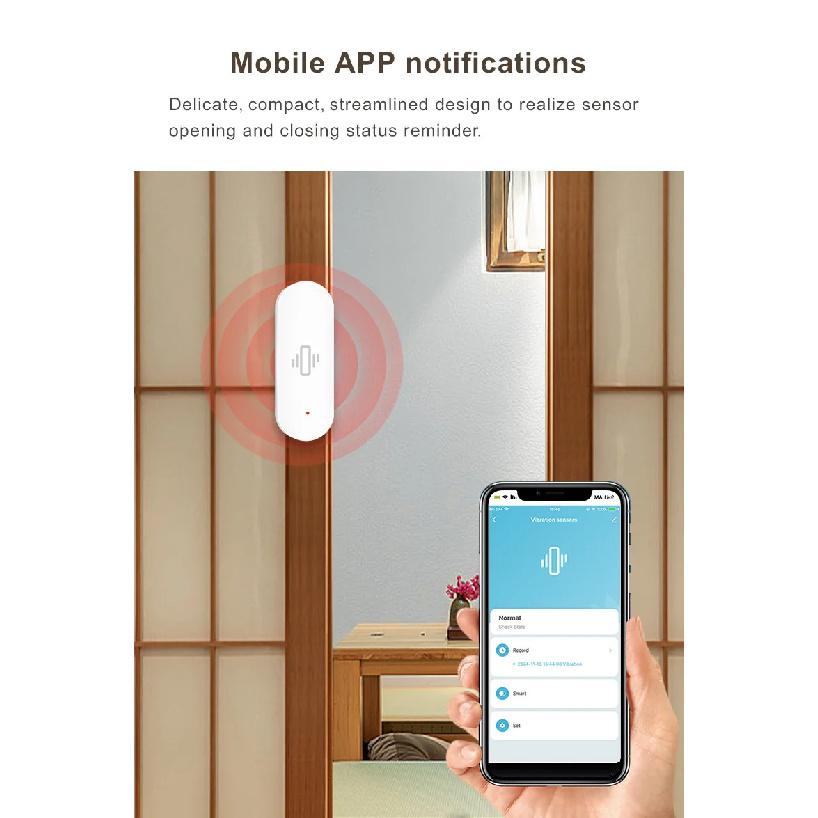 Tuya Smart Home WiFi Vibration Sensor Detection Smart Life APP Notification Real-Time Motion Shock Alarm History Record Security