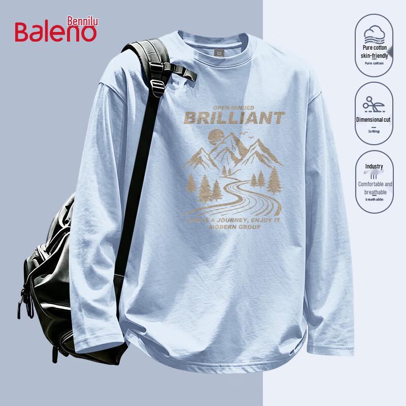 Baleno Men's 100% Cotton Long Sleeve Crew Neck T-Shirt