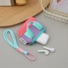 Fashionable Mini Coin Purse Dopaamine Pink Canvas Earphone Case with Wristband Storage Handbag