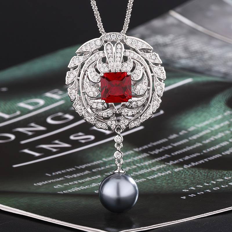 

Винтажный драгоценный камень изумруд жемчужное ожерелье кулон мода пригородный