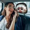 Vehicle Headrest Cover Pair, Monkey Print Polyester Car Headrest Slipcover Set for Plain Headrests During Daily Drives, Family Use, and Ride Share Use