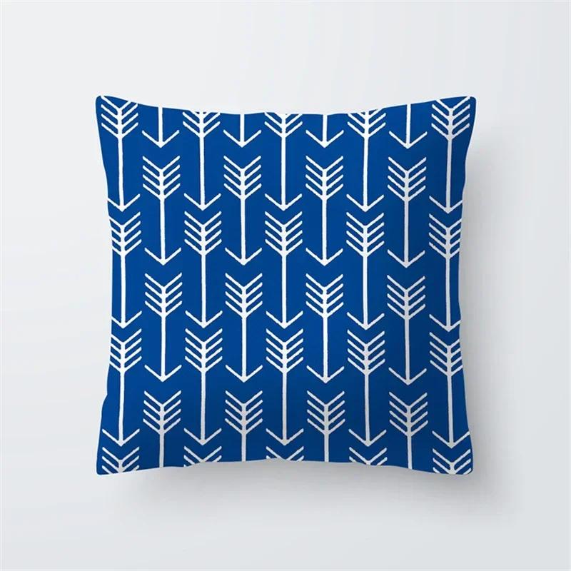 Nordic Geometric Navy Blue Cushion Covers Polyester Modern Deep Blue Pillow Case Livingroom Decorative Sofa Throw Pillows Cover