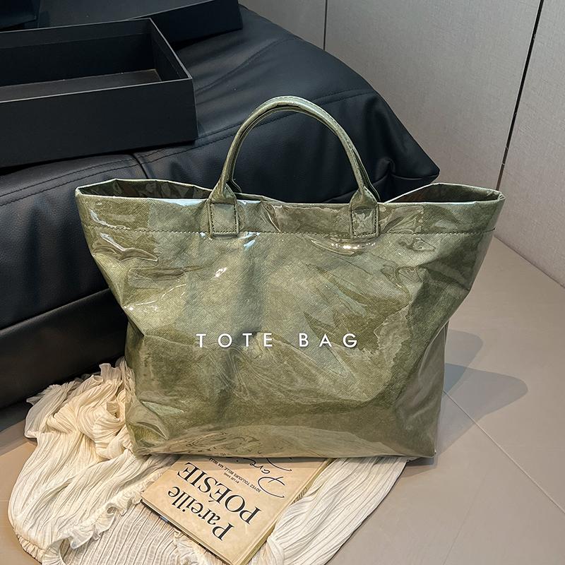 Women's Large Capacity Tote Bags Summer Casual Letter Waterproof Handbags 2025 New College Student Commuting Shopping Bag