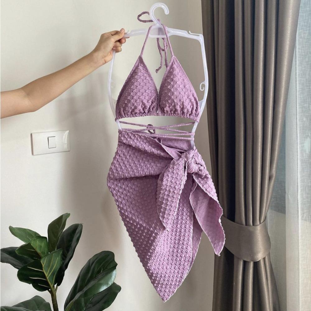 

Раздельный бикини из трех частей, со страпоном, женский сексуальный отпуск, европейский и американский пляжный бикини XL