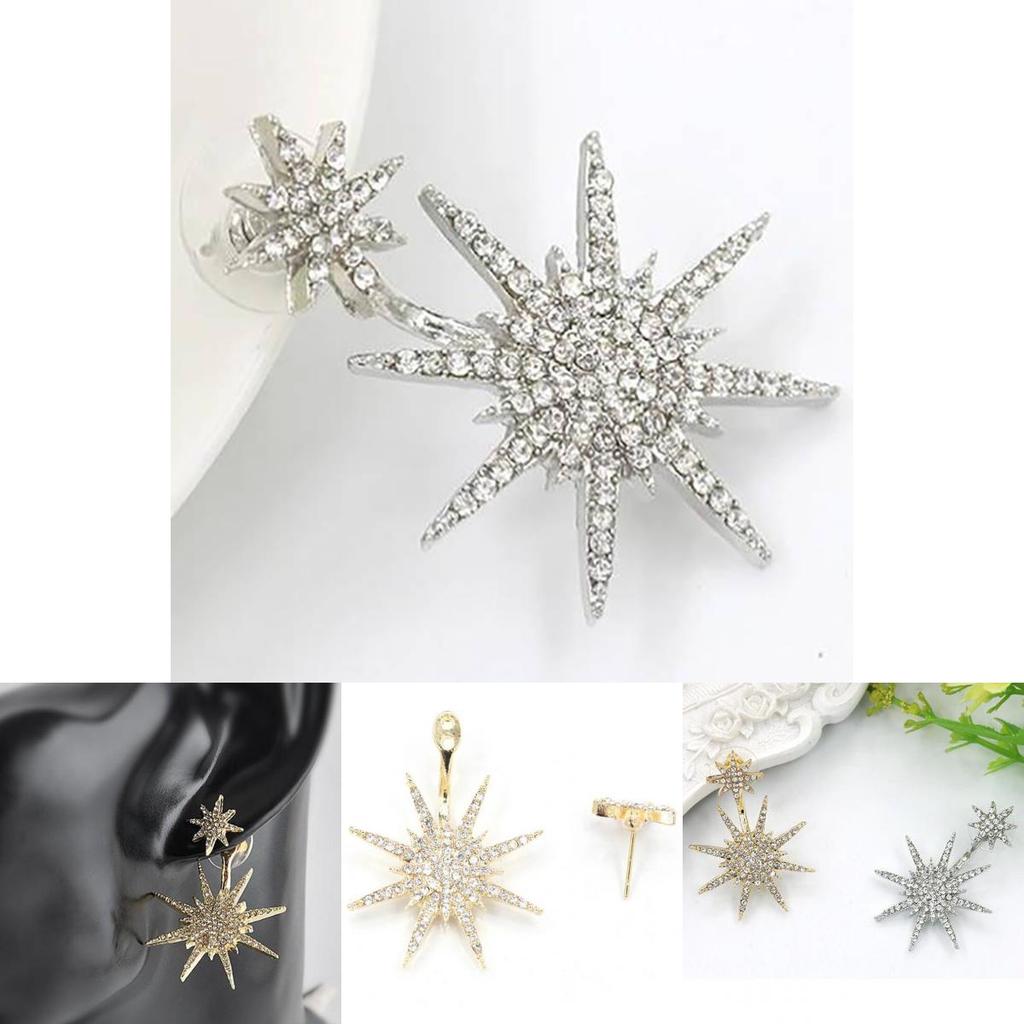 Stylish Korean Style Star Earrings Sparkling Silver Plated Studs For Women