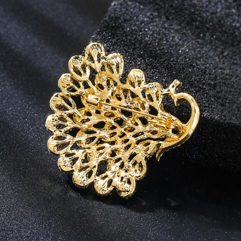 Fashion Colorful Rhinestone Peacock Brooch For Women Clothing Coat Jewelry Accessries Gifts
