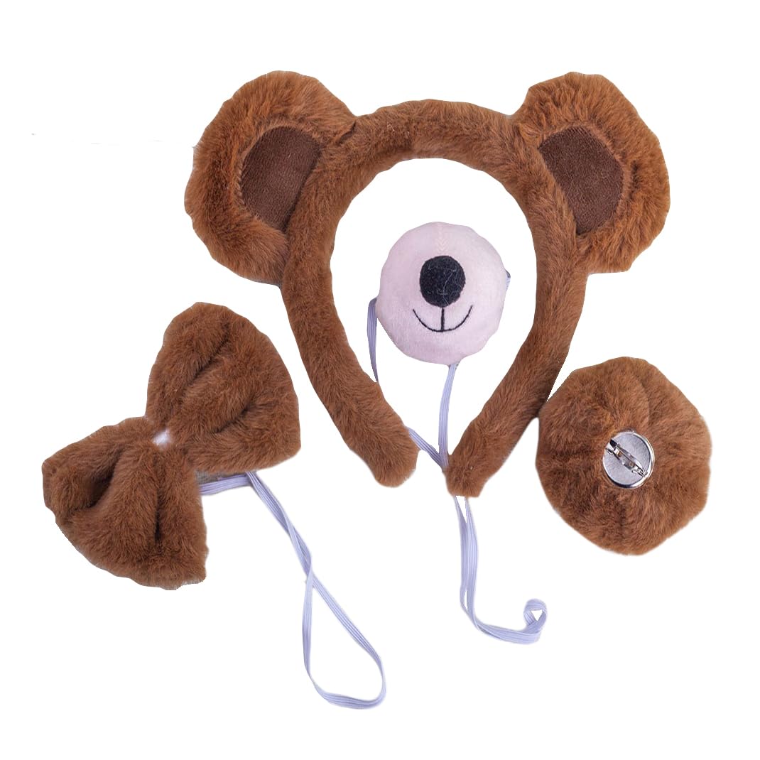 

[GALSANG] Cosplay Halloween Kids Cute Headband Accessory Kit Animal Ears Headband Pig Bear Mouse Animal Costume Props (Bear Style Brown)