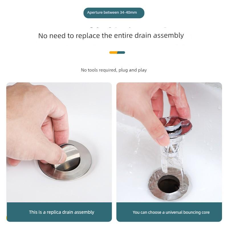 Press-Type Anti-Odor Drain Stopper for Washbasin, Universal Bounce Core Drain Filter for Washbasin