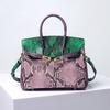 Nuova borsa in pelle platino a contrasto grande capacità borsa a mano in pelle di mucca alla moda e di atmosfera semplice borsa a spalla da donna