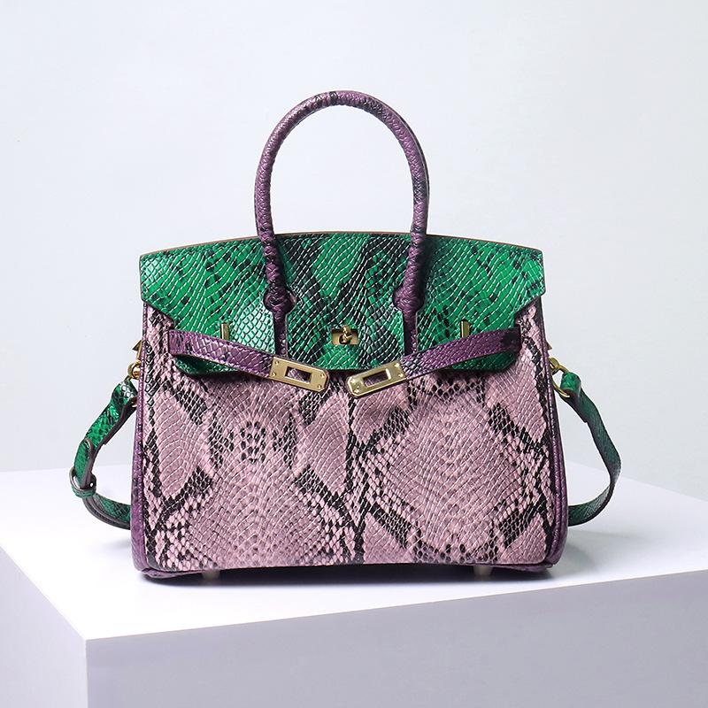 Nuova borsa in pelle platino a contrasto grande capacità borsa a mano in pelle di mucca alla moda e di atmosfera semplice borsa a spalla da donna
