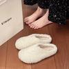 Koreanische Version von lässigen flauschigen Hausschuhen für Damen 2025 neue Winterbekleidung mit flachem Boden, faule Muleschuhe mit Fleecefutter und halber Ferse