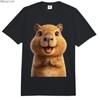 Süßes Glückliches Capybara Gesicht Lustiges Tierliebhaber Meme T-Shirt Für Männer Frauen 100% Baumwolle T-Shirts Kurzarm Oberteile 04241