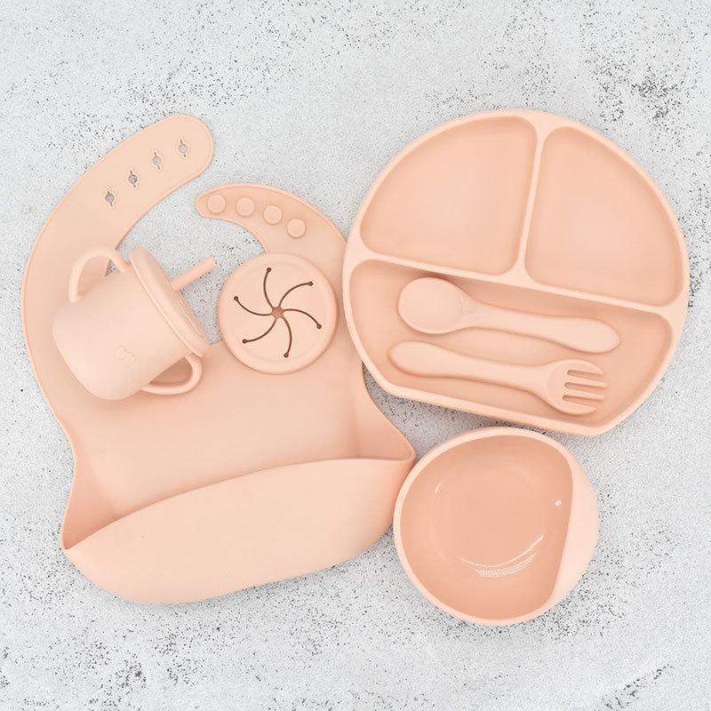 Children's Silicone Feeding Plate Set - Divided Three-Section Baby Plate