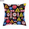 2D Flat - 1pc, 2D Flat Printed Single-Sided Pattern Traffic Sign Pillowcase Black Pillowcase Suitable for Sofa Bed Decoration Bedroom Living Room 2D F