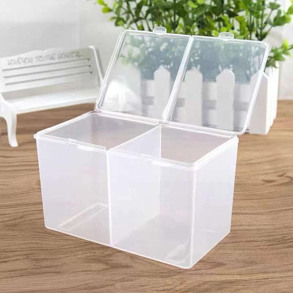 1pc-Nail Towel Storage Box Cotton Pad Storage Box Independent Double Grid Nail Wash Towel Storage Tube Cotton Swab Storage Box