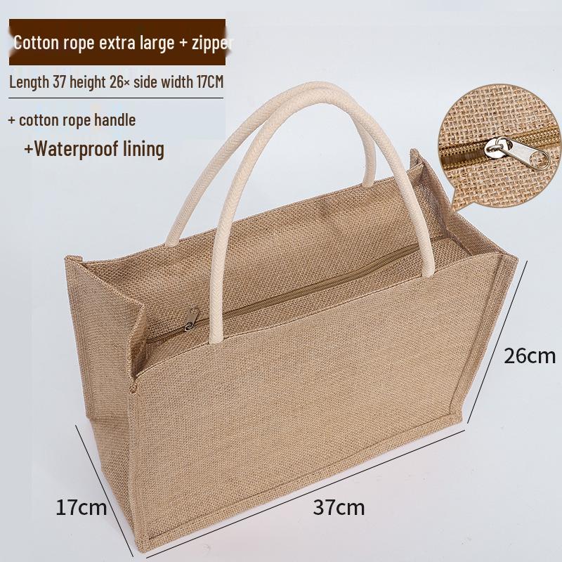 

Холщовая сумка-тоут с принтом логотипа - Дизайн на молнии из мешковины для книг и покупок