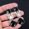 Halloween Deal 925 Silver Natural Black Spinel Sister Boho Dangle Drop Earrings