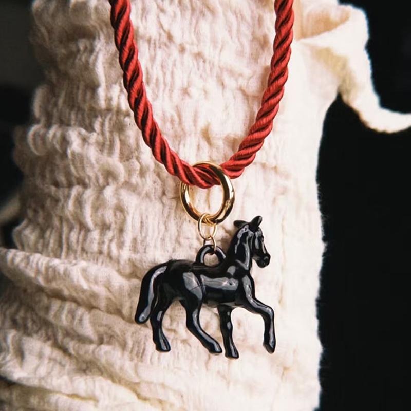 Exaggeration Stereoscopic Small Horse Pendant Earrings For Women Creativity Cute Animal Necklace Charm Jewelry Holiday Gift