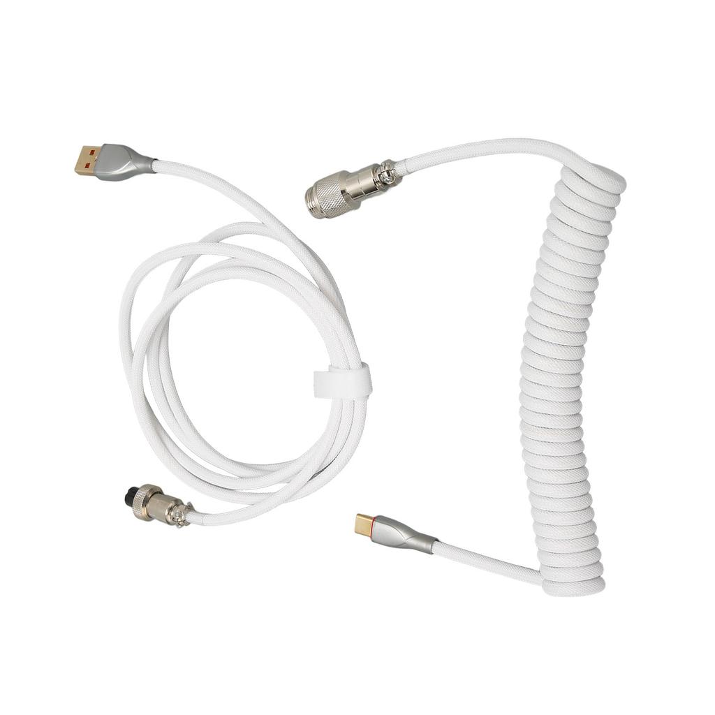 Mechanical Keyboard Cable Double Sve Custom Coiled with Detachable Metal Aviation USB C to USB A Keyboard Aviation Connector