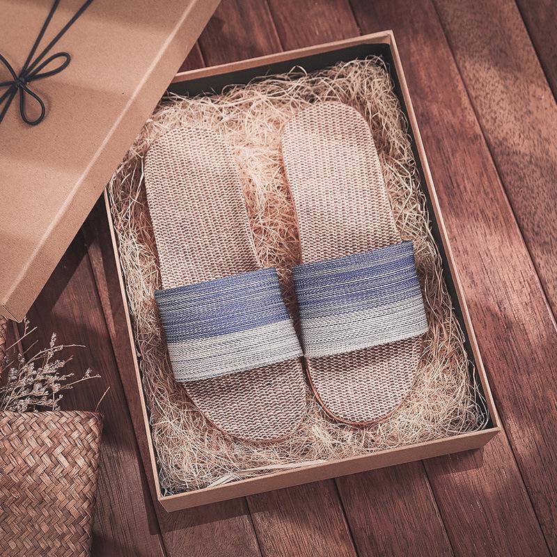 Summer Non-Slip Linen Slippers for Couples - Breathable, Odor-Free Indoor Footwear 40-41