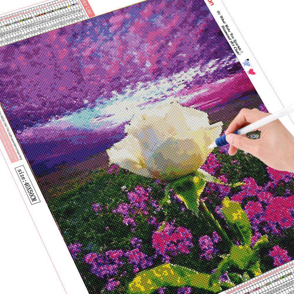Embroidery Cross Stitch Landscape Round Diamond Mosaic Diamond Painting Rose Crystal Resin Decor
