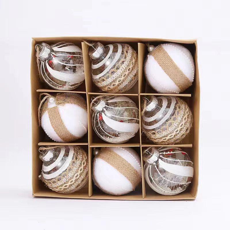 Christmas Decorations Christmas Ball Champagne Color Pendant 8cm Ball Gift Box Window Scene Layout Party Supplies
