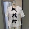 The New Women's Fashionable and Elegant Short-sleeved Shirt with A Bow for Ladies